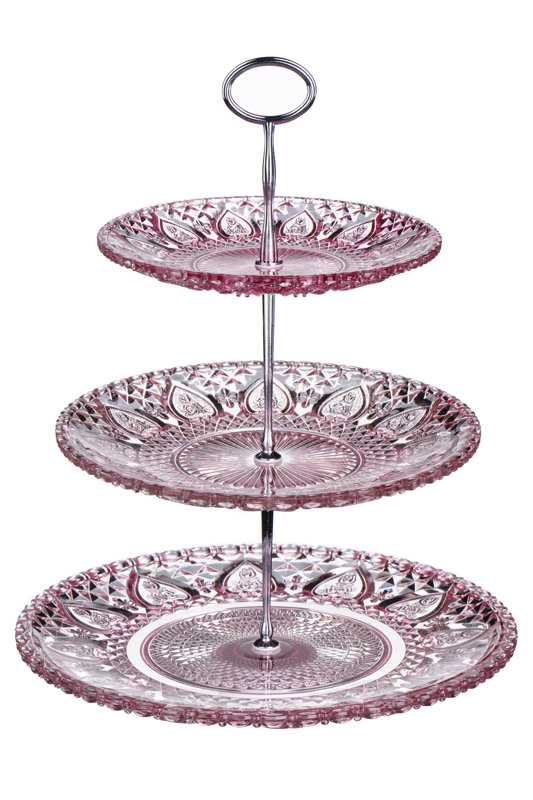 All Home 3 Tier Glass Cake Stand in Pink & Reviews Wayfair.co.uk